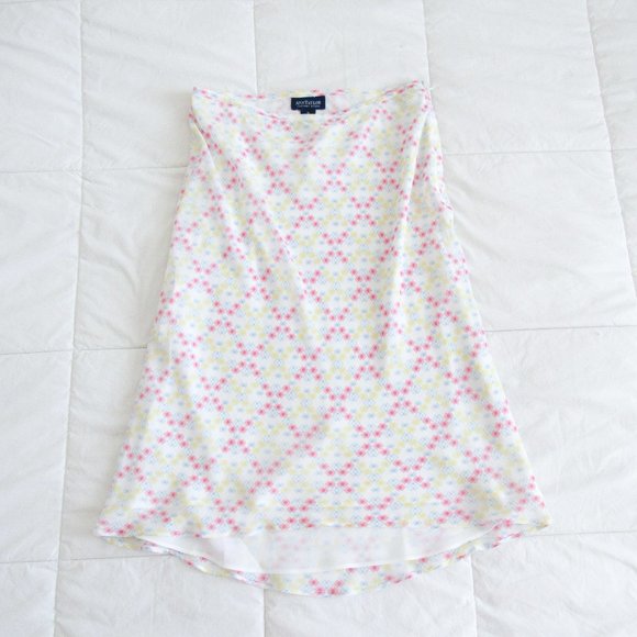 Ann Taylor Dresses & Skirts - VINTAGE Silky Mutlicolor Printed Skirt Retro Trippy Check Print Midi Skirt- Med